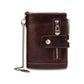 Coffee Genuine Leather Tri-Fold Wallet - Fashionable Multi-Card Men&