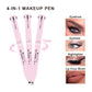 4-in-1 Multi-Functional Makeup Pen Set - Lip Liner, Highlighter, Eyeliner, Eyebrow Pencil (3 Shades, 3-Pack)