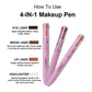 4-in-1 Multi-Functional Makeup Pen Set - Lip Liner, Highlighter, Eyeliner, Eyebrow Pencil (3 Shades, 3-Pack)