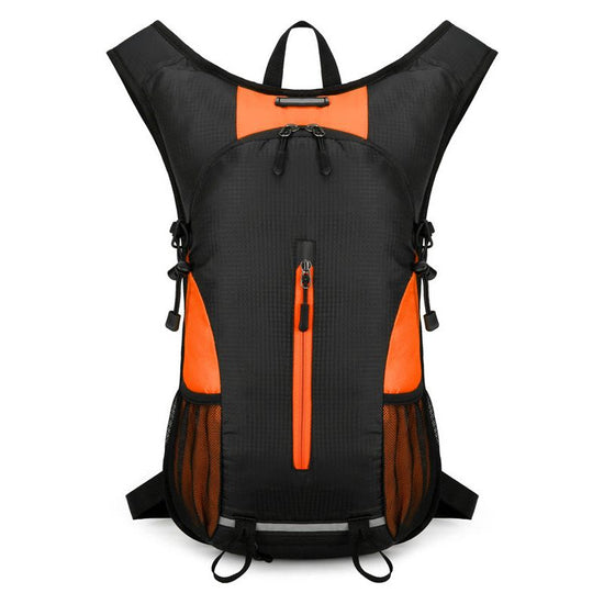 Black and Orange Patchwork Style Lightweight Outdoor Cycling Backpack - Durable and Water-Resistant Oxford Fabric, Large Capacity Sports Hiking Bag, Unisex Design