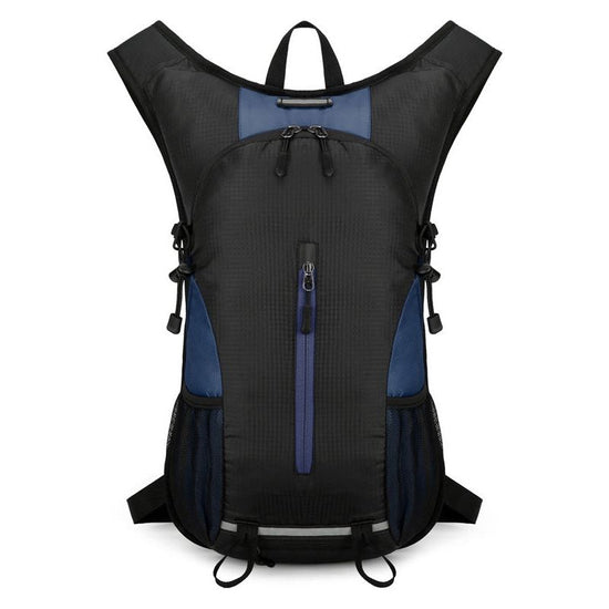 Black and Dark Blue Patchwork Style Lightweight Outdoor Cycling Backpack - Durable and Water-Resistant Oxford Fabric, Large Capacity Sports Hiking Bag, Unisex Design