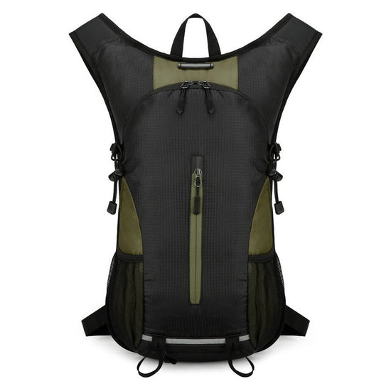 Black and Dark Green Patchwork Style Lightweight Outdoor Cycling Backpack - Durable and Water-Resistant Oxford Fabric, Large Capacity Sports Hiking Bag, Unisex Design