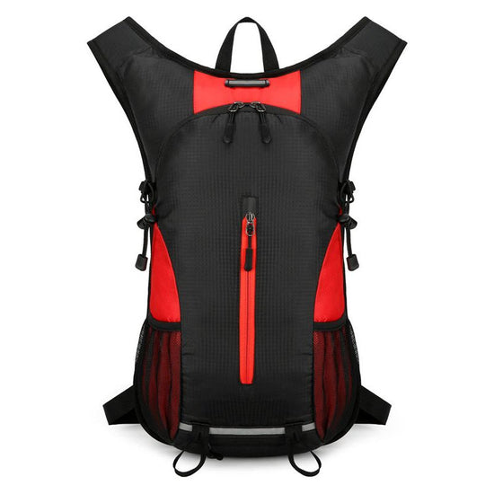 Black and Red Patchwork Style Lightweight Outdoor Cycling Backpack - Durable and Water-Resistant Oxford Fabric, Large Capacity Sports Hiking Bag, Unisex Design