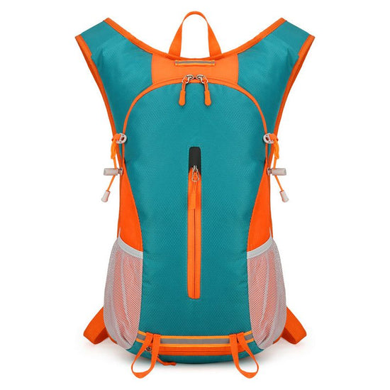 Lake Blue and Orange Patchwork Style Lightweight Outdoor Cycling Backpack - Durable and Water-Resistant Oxford Fabric, Large Capacity Sports Hiking Bag, Unisex Design