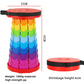 Rainbow Color Stitching Red Portable Outdoor Telescopic Folding Stool with 100 Weight-Bearing Buckles, Lightweight and Compact Design, Perfect for Fishing, Camping, and Travel
