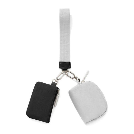 Black And Grey Portable Ladies Wrist Bag - Mini Wallet for Cards, Coins, and Keys, Lightweight and Stylish Organizer, Perfect for Daily Use