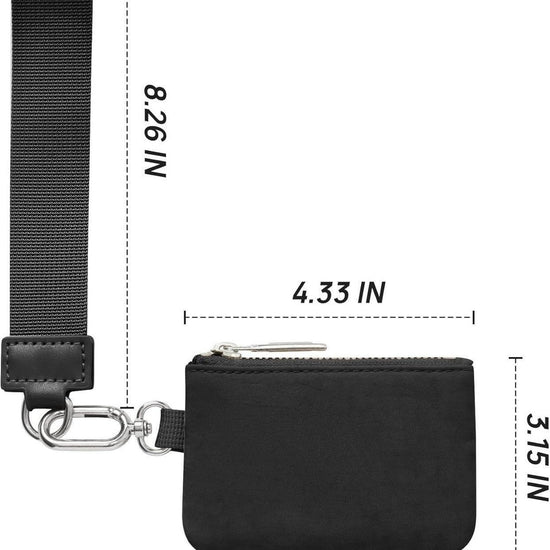 Black And Grey Portable Ladies Wrist Bag - Mini Wallet for Cards, Coins, and Keys, Lightweight and Stylish Organizer, Perfect for Daily Use