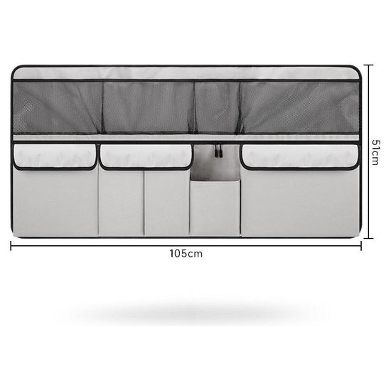 Grey Car Trunk Storage Bag - Large Capacity Oxford Cloth Multi-Purpose Hanging Organizer with Mesh Pockets and Backseat Storage