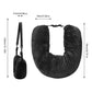 Black Suede Portable Refillable Travel Neck Pillow with Storage Bag - Lightweight and Compact for Airplane, Car, and Train - Multi-Purpose Travel Organizer