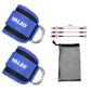 Blue Set (2 Ankle Straps + 3 elastic ropes + 1 mesh bag) Adjustable Ankle Straps for Leg and Glute Training - EVA Padded Gym Foot Straps