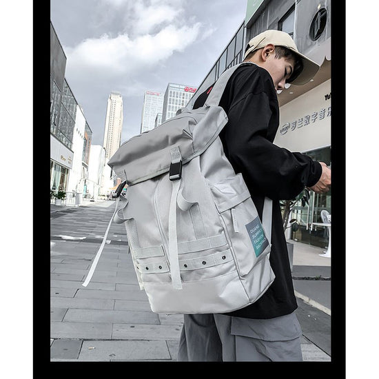 Grey Trendy Street Style Backpack - Large Capacity for Hiking, Students & Everyday Use