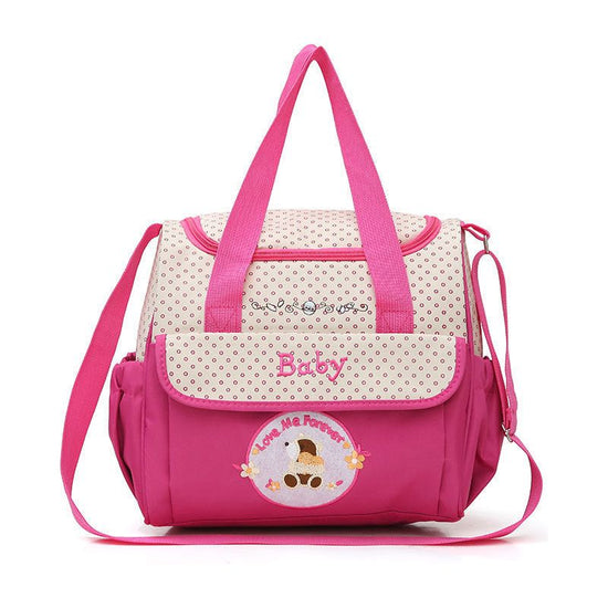 Small Pink Fashionable Large-Capacity Cartoon Bear Shoulder Crossbody Mommy Bag – Stylish and Functional Diaper Bag