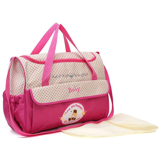 Large Pink Fashionable Large-Capacity Cartoon Bear Shoulder Crossbody Mommy Bag - Stylish and Functional Diaper Bag