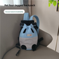 Size XXL Blue-Gray Patchwork Pet Backpack Dog Carrier Cat Travel Bag - Breathable, Portable & Hands-Free Four-Leg Design