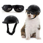 Size S Black Pet Helmet & Goggles Set - Adjustable Safety Gear for Dogs, UV Protection, Durable ABS Material, Stylish Outdoor Accessory