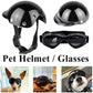 Size S Black Pet Helmet & Goggles Set - Adjustable Safety Gear for Dogs, UV Protection, Durable ABS Material, Stylish Outdoor Accessory