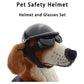 Size S Black Pet Helmet & Goggles Set - Adjustable Safety Gear for Dogs, UV Protection, Durable ABS Material, Stylish Outdoor Accessory