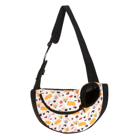 Size L Yellow Dog Pattern Lightweight Single Shoulder Pet Sling Bag -  Stylish Durable Oxford Fabric Carrier