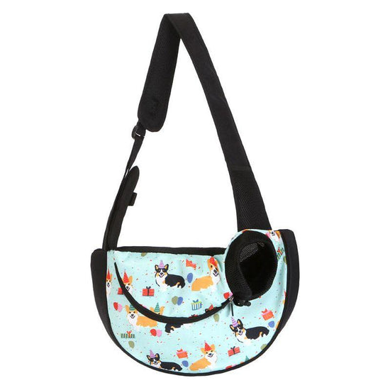 Size L Blue Dog Pattern Lightweight Single Shoulder Pet Sling Bag -  Stylish Durable Oxford Fabric Carrier
