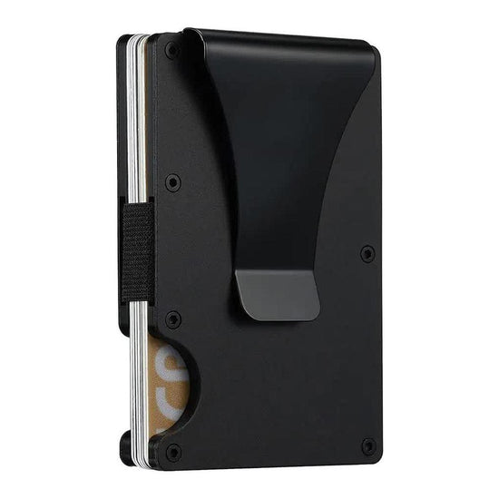 2 Pcs Black Aluminum Alloy RFID Blocking Wallet - Compact, Lightweight Credit Card Holder and Money Clip