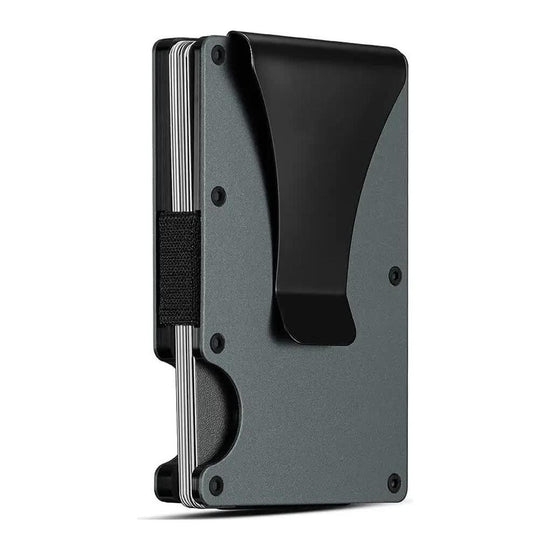 2 Pcs Grey Aluminum Alloy RFID Blocking Wallet - Compact, Lightweight Credit Card Holder and Money Clip