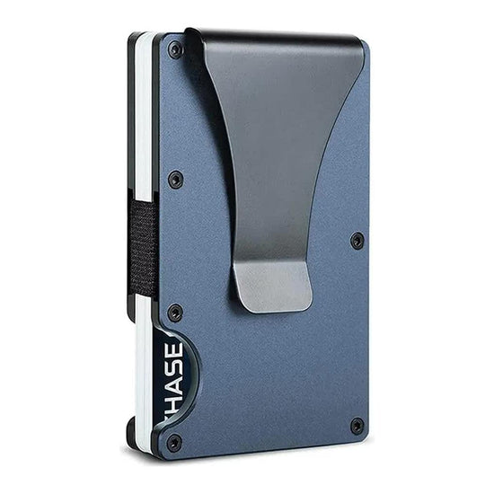 2 Pcs Dark Blue Aluminum Alloy RFID Blocking Wallet - Compact, Lightweight Credit Card Holder and Money Clip
