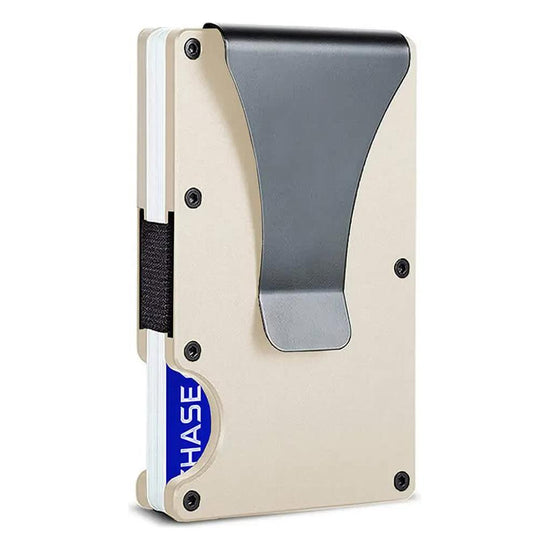2 Pcs Gold Aluminum Alloy RFID Blocking Wallet - Compact, Lightweight Credit Card Holder and Money Clip