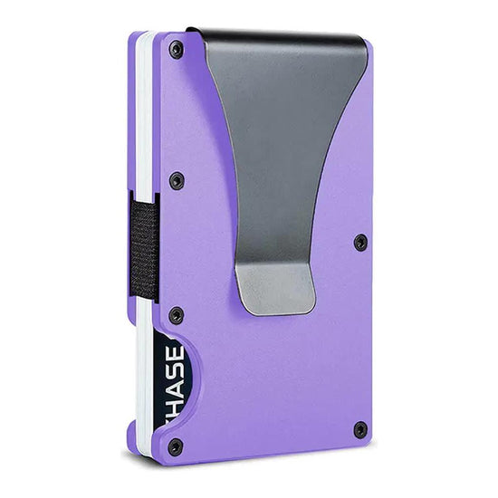 2 Pcs Purple Aluminum Alloy RFID Blocking Wallet - Compact, Lightweight Credit Card Holder and Money Clip