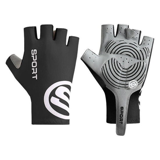 Size M Black Breathable Half-Finger Cycling Gloves - Anti-Slip, Shockproof, and Durable for Men & Women