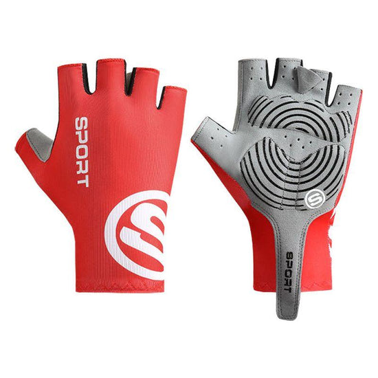 Size L Red Breathable Half-Finger Cycling Gloves - Anti-Slip, Shockproof, and Durable for Men & Women