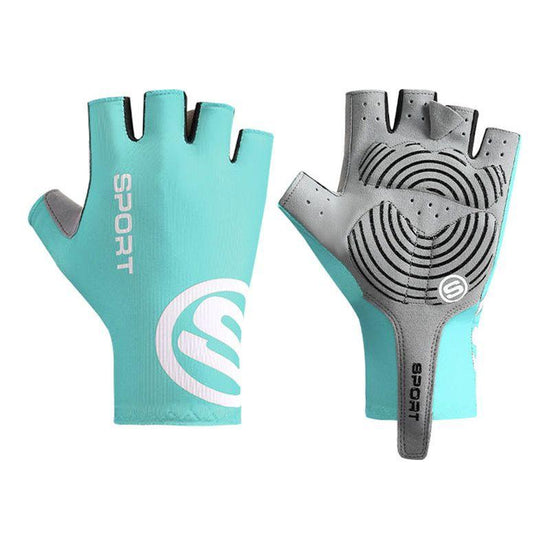 Size M Blue Breathable Half-Finger Cycling Gloves - Anti-Slip, Shockproof, and Durable for Men & Women