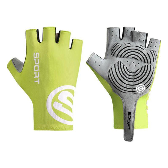 Size M Bright Green Breathable Half-Finger Cycling Gloves - Anti-Slip, Shockproof, and Durable for Men & Women