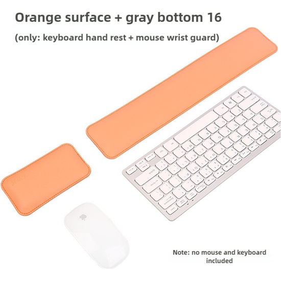 Orange And Grey (Keyboard Wrist Guard + Mouse Wrist Guard) Premium Dual-Sided PU Leather Keyboard Wrist Rest and Mouse Pad Set - Ergonomic Support for Comfortable Typing and Mouse Use
