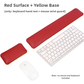 Red And Yellow (Keyboard Wrist Guard + Mouse Wrist Guard) Premium Dual-Sided PU Leather Keyboard Wrist Rest and Mouse Pad Set - Ergonomic Support for Comfortable Typing and Mouse Use