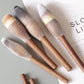 Large Loose Powder Brush Walnut Wood Makeup Brush Set - Powder, Blush, and Contour Brushes with Soft Fiber Bristles