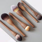 Large Loose Powder Brush Walnut Wood Makeup Brush Set - Powder, Blush, and Contour Brushes with Soft Fiber Bristles