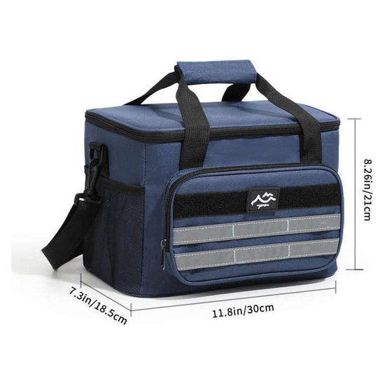 Dark Blue 18L Large Capacity Outdoor Insulated Cooler Bag - Portable Picnic Ice Pack with Shoulder Strap