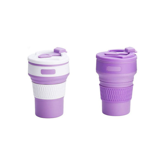 2 Pcs Purple Collapsible Silicone Coffee Cup - Portable, Food-Grade, Microwave & Freezer Safe Travel Mug(Combination pack of the same color)