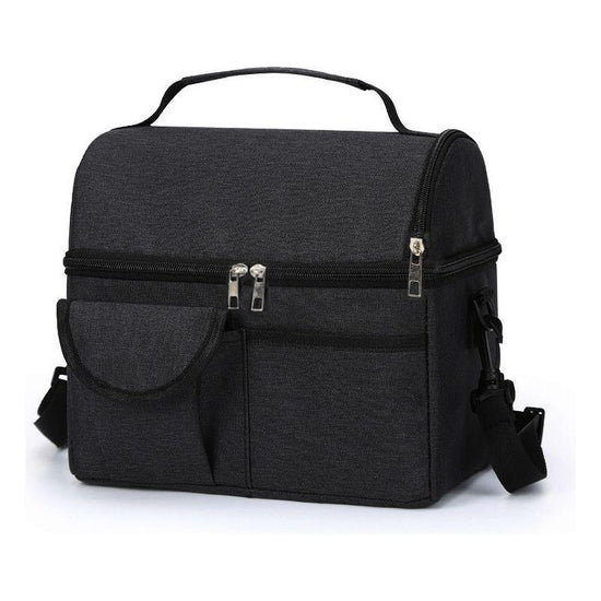 Black Large Insulated Breast Milk Storage Bag, Dual Layer with Aluminum Foil Lining, Waterproof Oxford Fabric, Portable Handheld Food Container