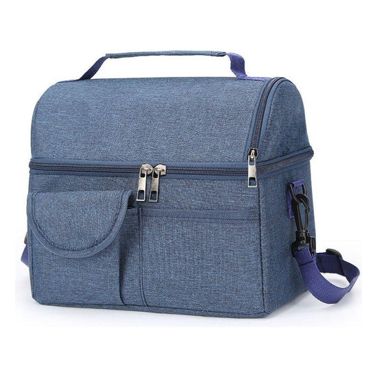 Dark Blue Large Insulated Breast Milk Storage Bag, Dual Layer with Aluminum Foil Lining, Waterproof Oxford Fabric, Portable Handheld Food Container