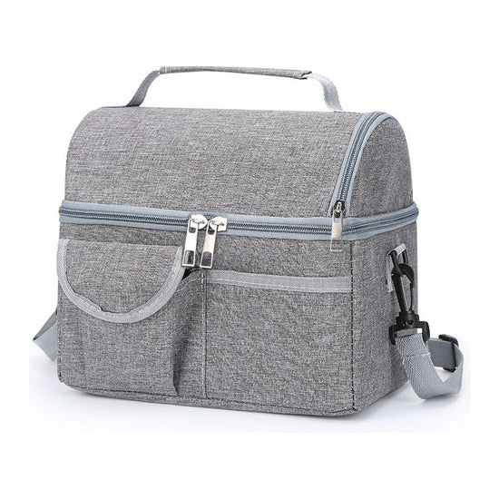 Grey Large Insulated Breast Milk Storage Bag, Dual Layer with Aluminum Foil Lining, Waterproof Oxford Fabric, Portable Handheld Food Container