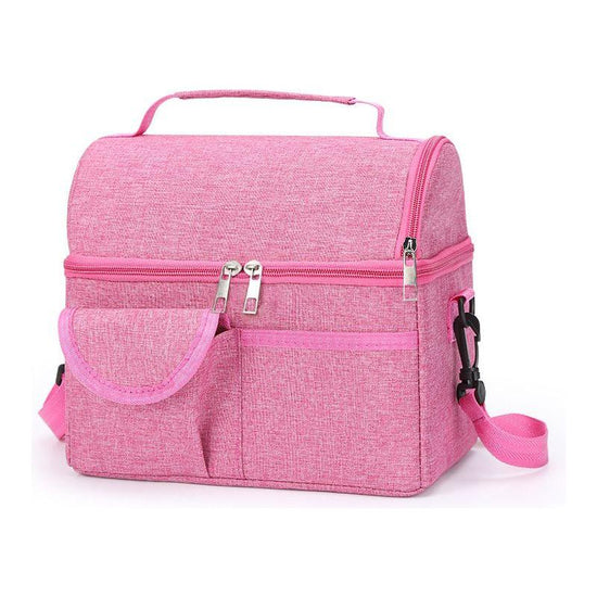 Pink Large Insulated Breast Milk Storage Bag, Dual Layer with Aluminum Foil Lining, Waterproof Oxford Fabric, Portable Handheld Food Container