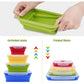 3-piece Set (Red + Yellow +Green) Collapsible Silicone Food Storage Containers Set - 350ML, 500ML, 800ML | BPA-Free, Microwave, Dishwasher & Freezer Safe | Foldable & Portable Bento Boxes for Travel & Outdoor