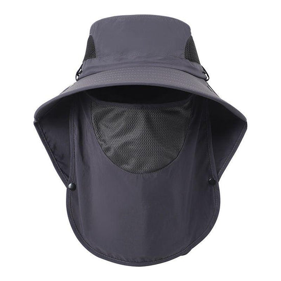 Dark Grey Outdoor Sun Hat with Face & Neck Protection, Quick-Dry, Breathable UV Protection Cap for Men and Women - Adjustable, Dust & Insect Repellent Hiking Hat