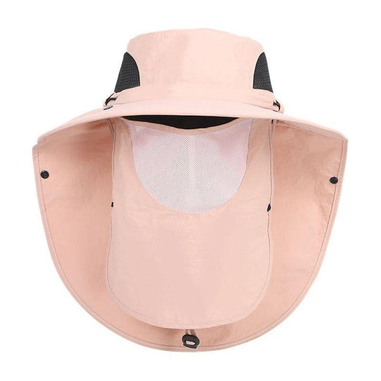 Pink Outdoor Sun Hat with Face & Neck Protection, Quick-Dry, Breathable UV Protection Cap for Men and Women - Adjustable, Dust & Insect Repellent Hiking Hat