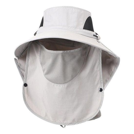 Grey Outdoor Sun Hat with Face & Neck Protection, Quick-Dry, Breathable UV Protection Cap for Men and Women - Adjustable, Dust & Insect Repellent Hiking Hat