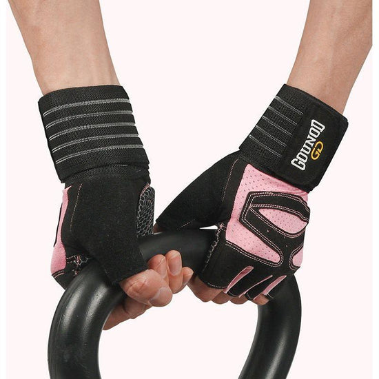 Size L Black And Pink Breathable Anti-Slip Gym Gloves for Workout and Weightlifting - Durable, Adjustable Fitness Gloves for Men and Women