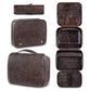 Coffee Luxury PU Business Travel Toiletry Bag - Large Capacity Waterproof Makeup Organizer with Dividers - Portable & Stylish Bathroom Storage