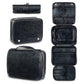 Black Luxury PU Business Travel Toiletry Bag - Large Capacity Waterproof Makeup Organizer with Dividers - Portable & Stylish Bathroom Storage