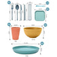 Multicolor Eco-Friendly Wheat Straw Dinnerware Set, 16-Piece Plate, Bowl, Cup & Utensil Set - Lightweight, Reusable, and Durable for Home, School, and Travel
